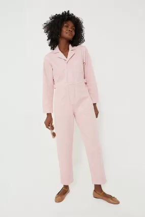 Blush Pink Herringbone Standard Zip Jumpsuit