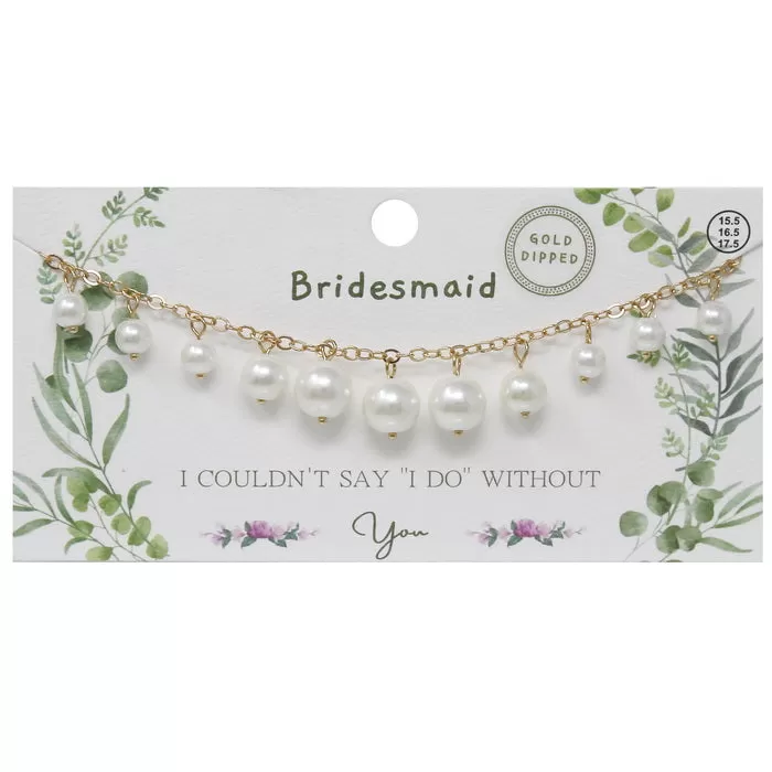 BRIDESMAID Pearl Fringe Gold Dipped Necklace