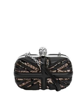 Brittiana Box Clutch with chain, Black/Teint