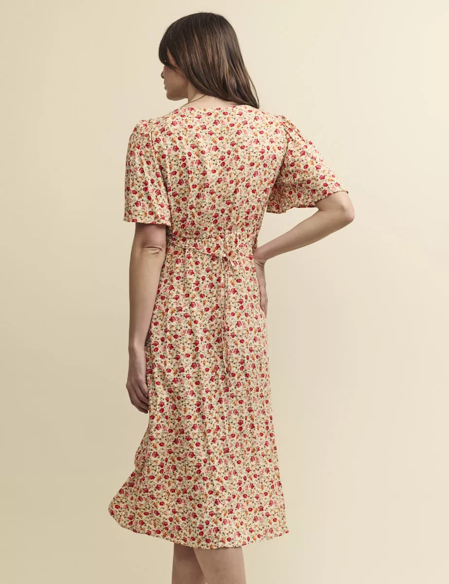 Brown Floral Dee Dee Midi Dress