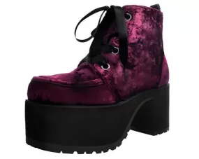 BURGUNDY CRUSHED VELVET NOSEBLEED BOOT