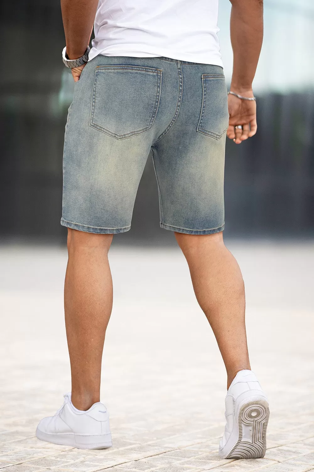 Buy $80 Free Shipping Men's Stretch Denim Short - Ripped And Vintage (Presale)