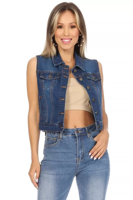 Celina Dark Blue Jean Vest