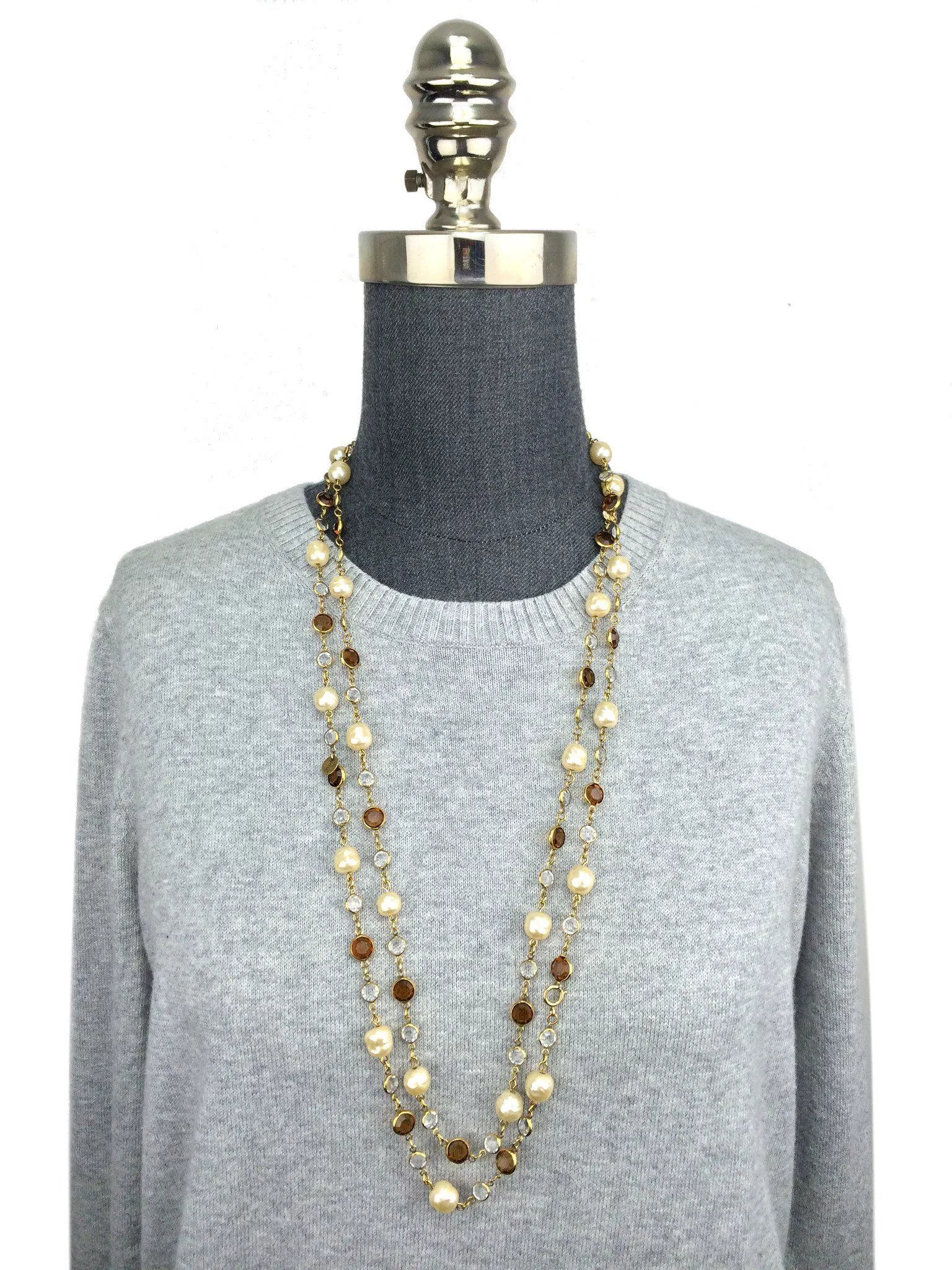 Chanel Crystal and Faux Pearl Sautoir Necklace