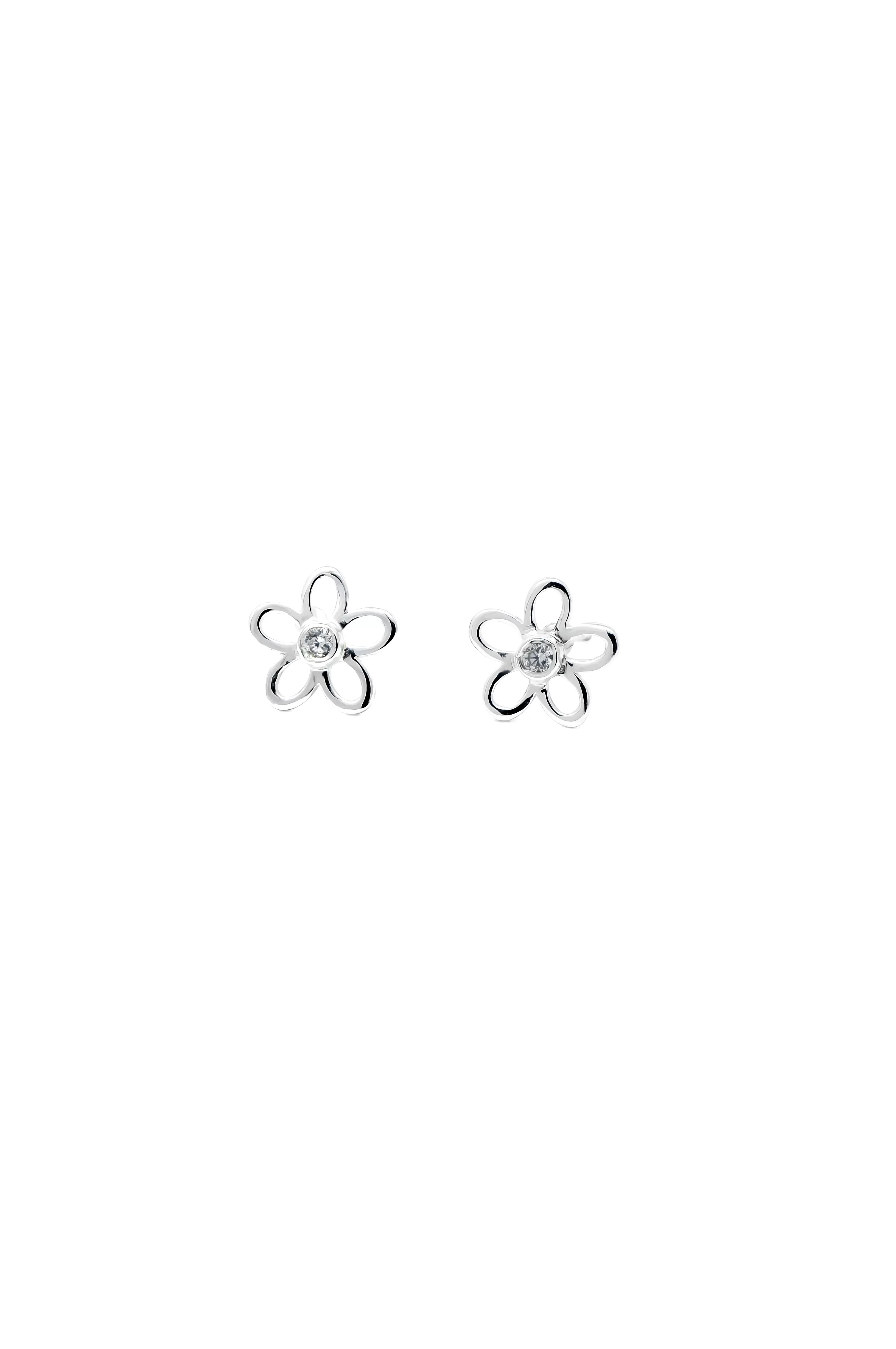 Charming Flower Sparkle Gold Plated Sterling Silver Stud Earrings