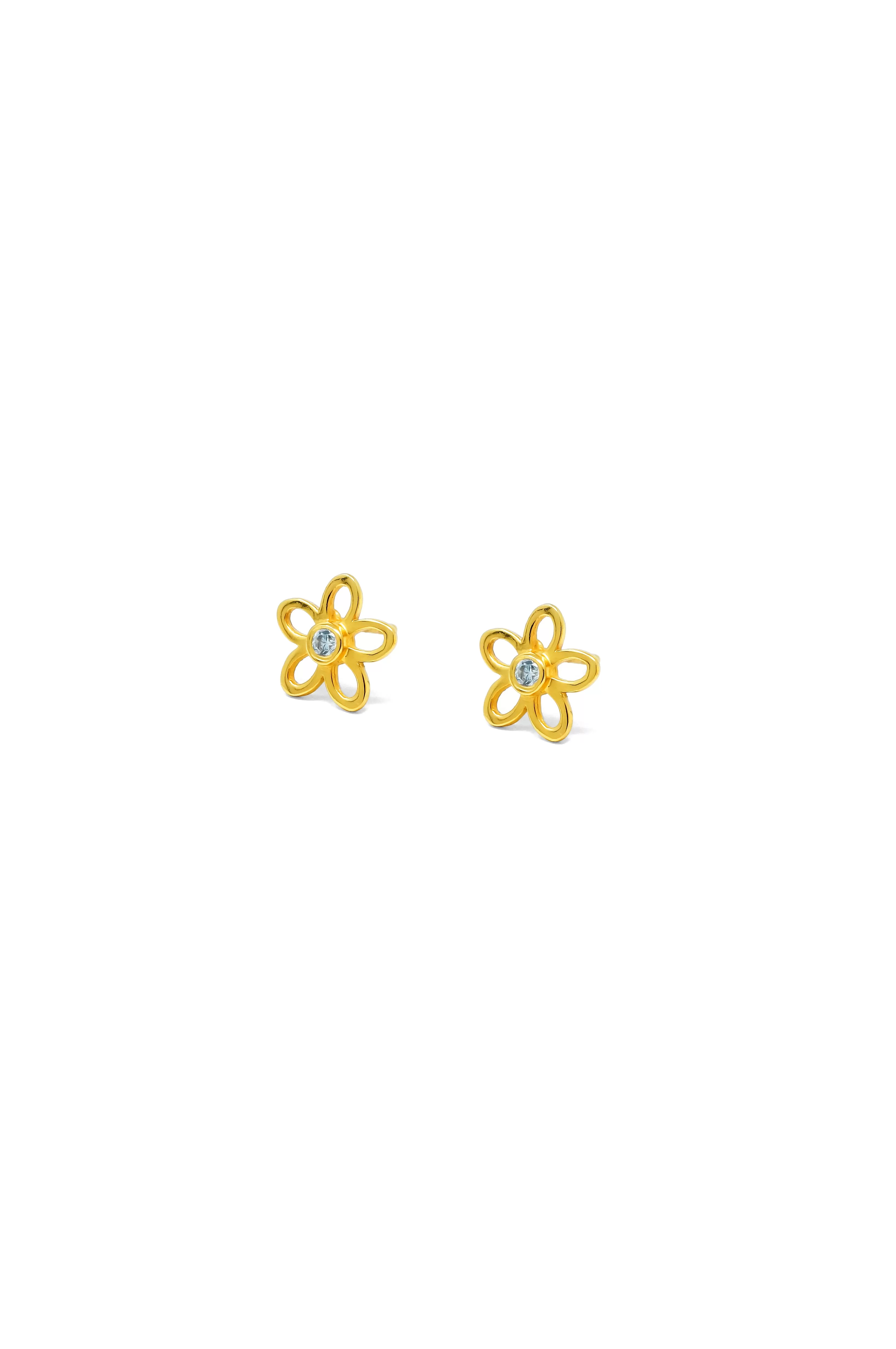 Charming Flower Sparkle Gold Plated Sterling Silver Stud Earrings