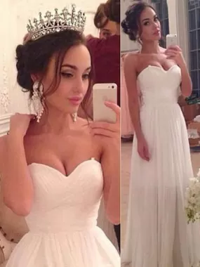 Chiffon Ivory Wedding Dress Beach Cheap Wedding Dress #ER105