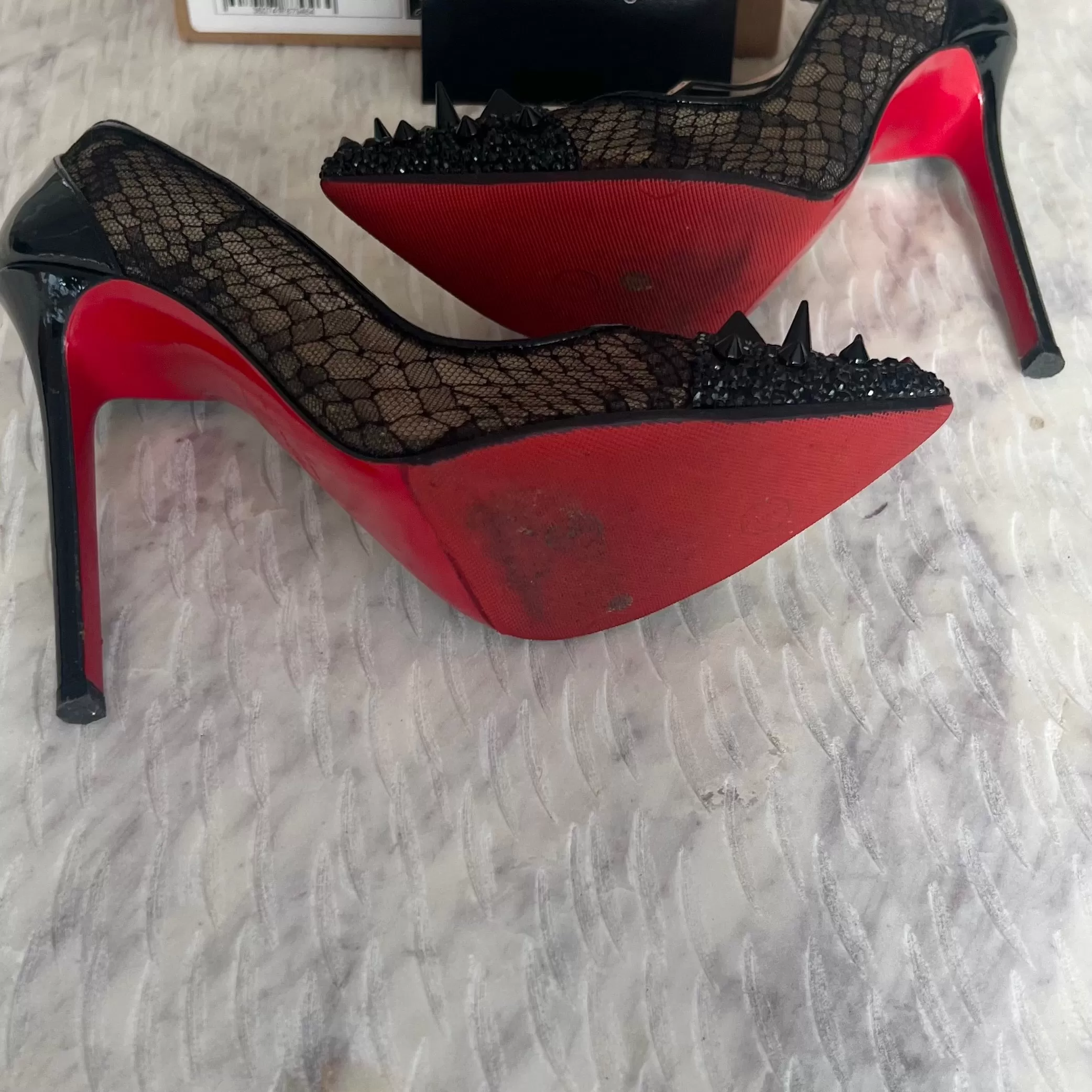 Christian Louboutin Spike Black Patent Heels