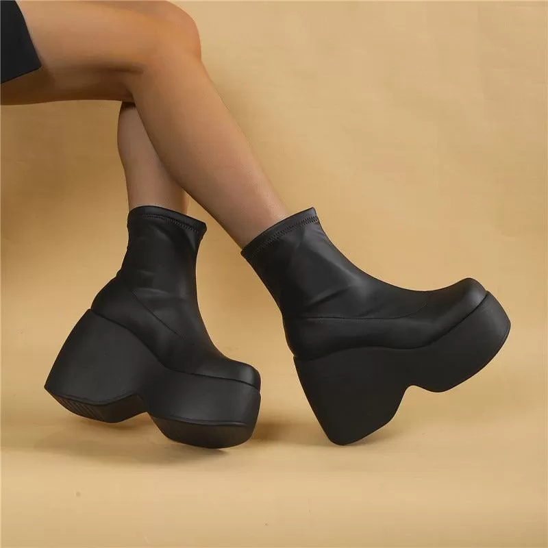 Chunky Black Block Platform Boots