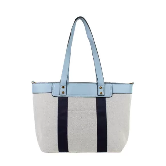 Color-block canvas tote - blue