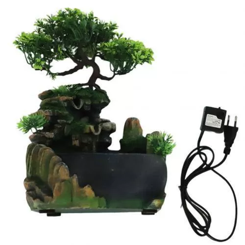 Creative Indoor Simulation Resin Rockery Fake Tree Feng Shui Waterfall Fountain Ornament