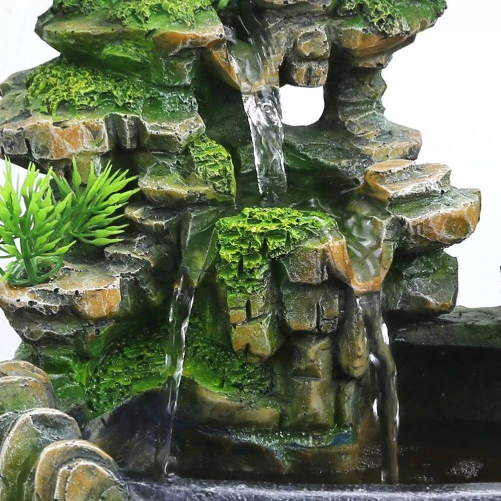 Creative Indoor Simulation Resin Rockery Fake Tree Feng Shui Waterfall Fountain Ornament