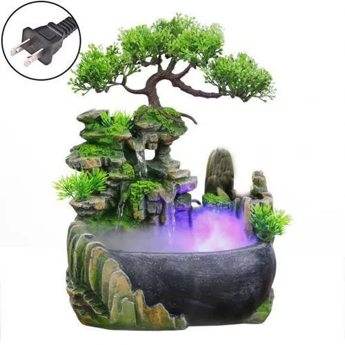 Creative Indoor Simulation Resin Rockery Fake Tree Feng Shui Waterfall Fountain Ornament