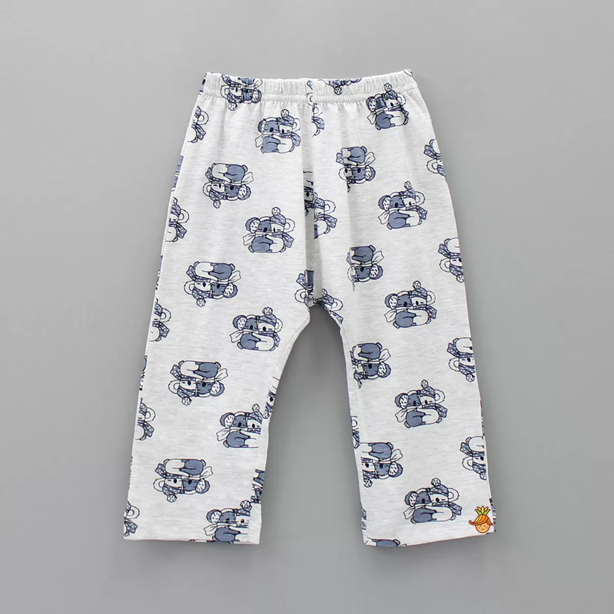 Cute Teddy Printed Grey Sleepwear