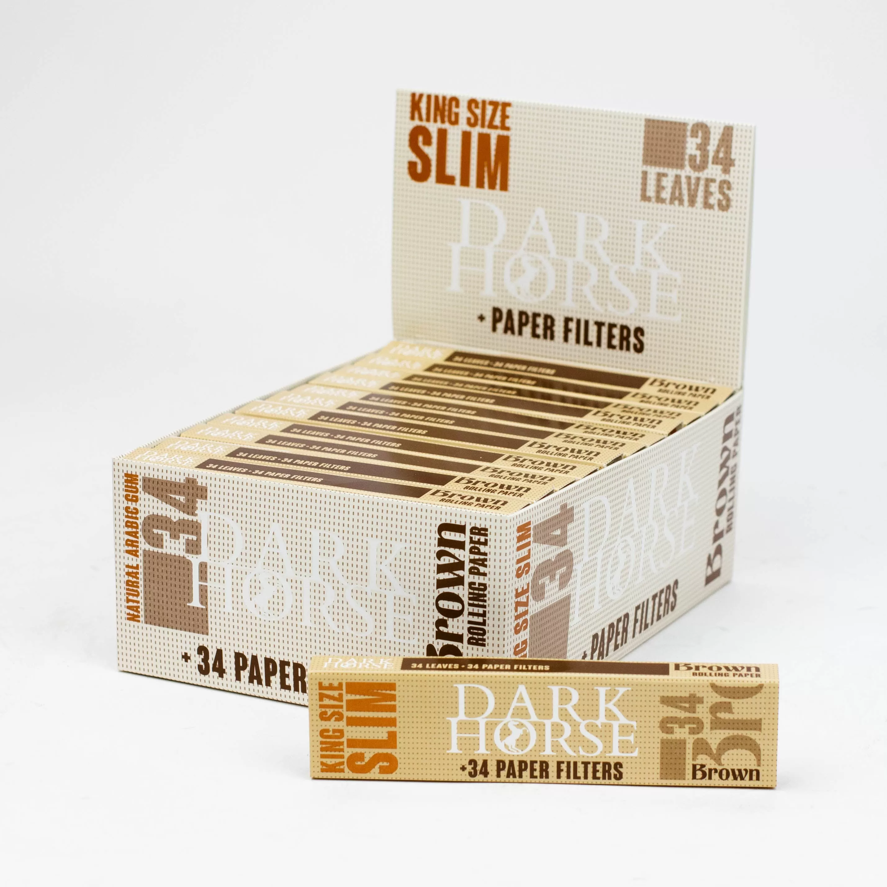 DARK HORSE King Slim Brown Rolling Paper   Filters