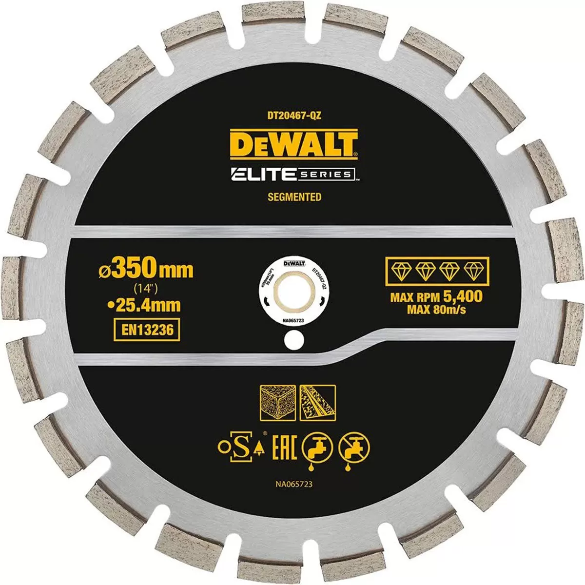 Dewalt 350mm Elite Series Asphalt Diamond Segmented Wheel Blade DT20467-QZ