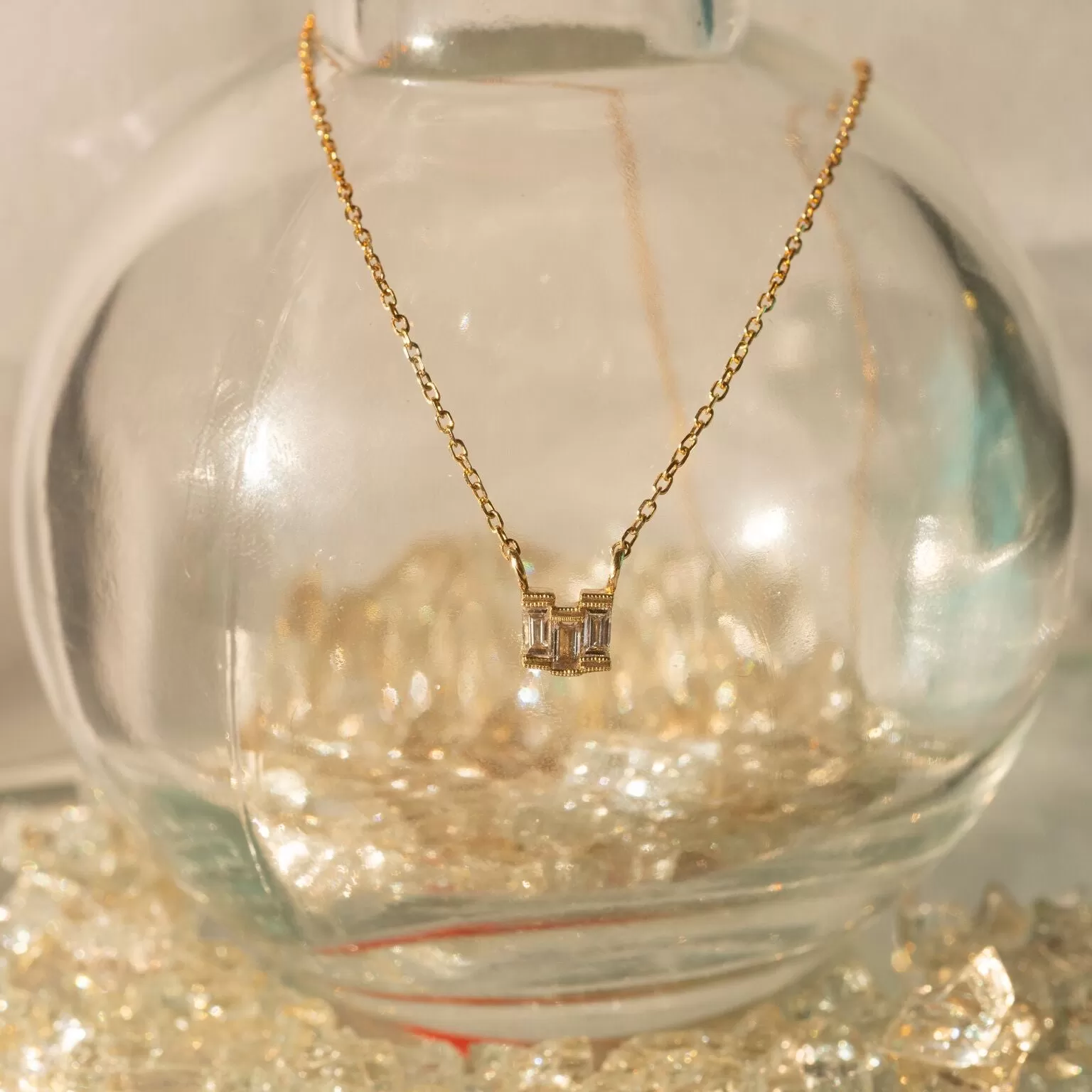 Diamond Baguette Step Necklace