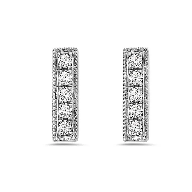 Diamond Bar Stud Earrings