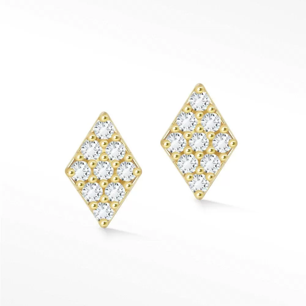 Diamond of Diamonds Push Back Earrings 14k Yellow