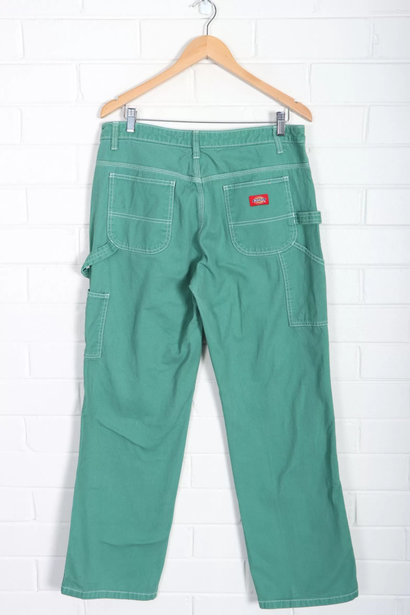 DICKIES Green Denim Contrast Stitch Carpenter Pants (M)