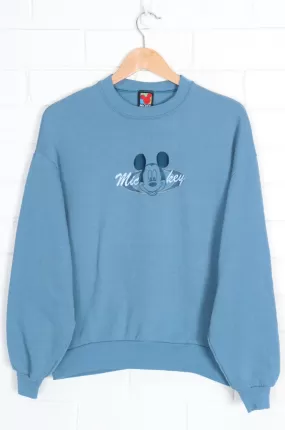 DISNEY Mickey Mouse Centre Logo Embroidered Blue Sweatshirt (XL)