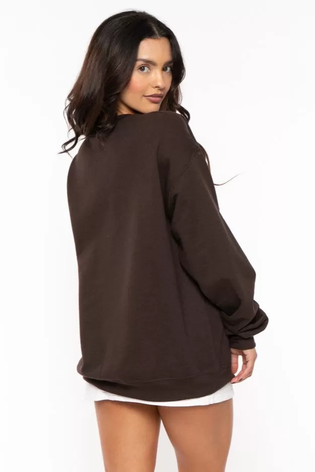 Don't Start - Bobby Jack Crew Glitter Sweatshirt - Brown