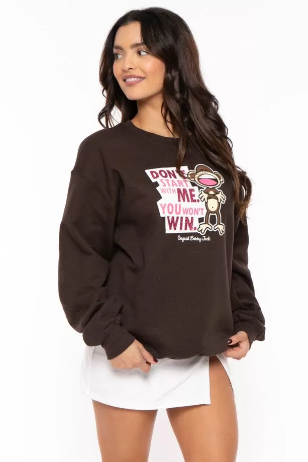 Don't Start - Bobby Jack Crew Glitter Sweatshirt - Brown