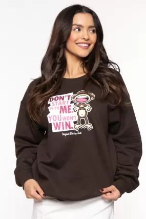 Don't Start - Bobby Jack Crew Glitter Sweatshirt - Brown