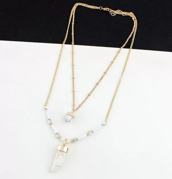 Double Layer Natural Stone Beads Necklace