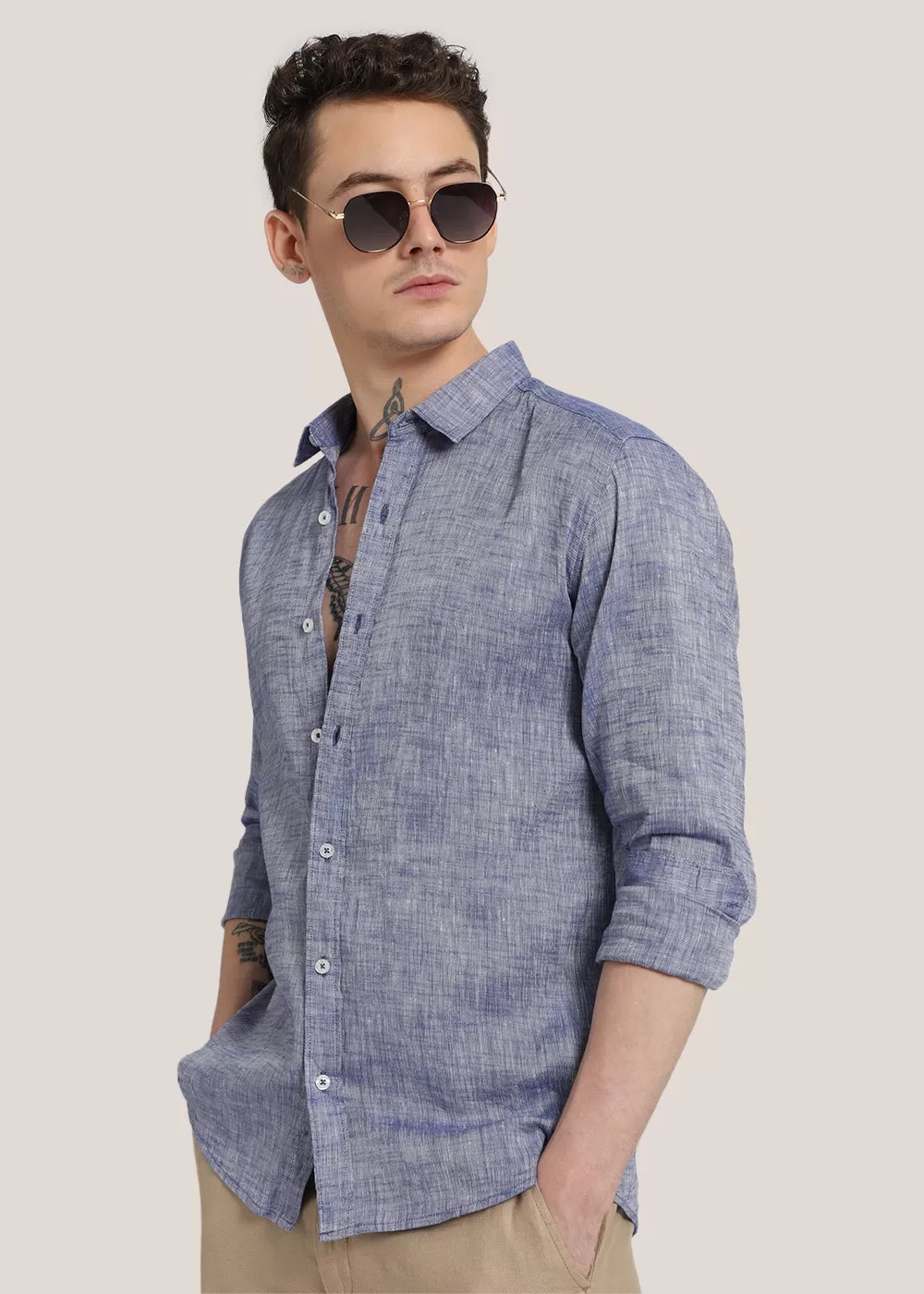 Dusky Blue Linen Shirt