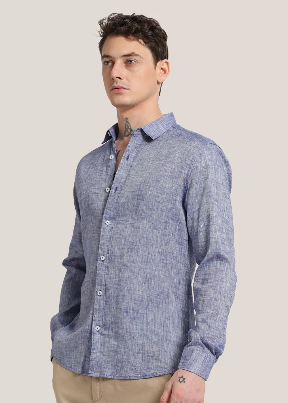 Dusky Blue Linen Shirt