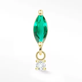 Emerald Flat Back Earring Movement 14k Yellow