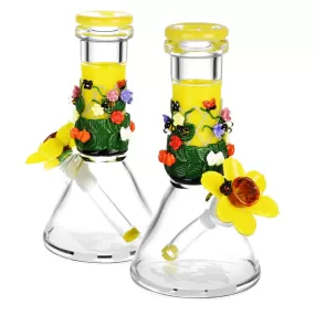 Empire Glassworks Flowers Beaker Water Pipe 8"