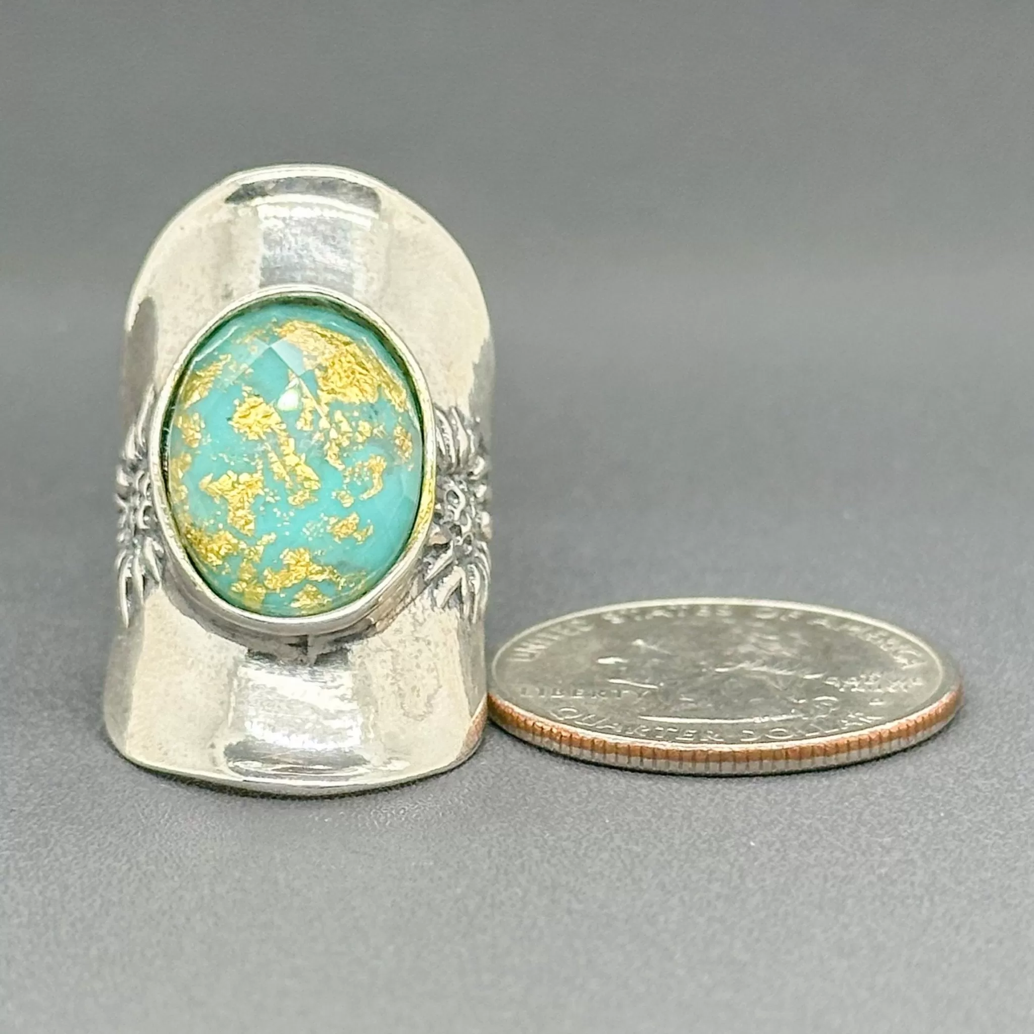 Estate SS Blue & Gold Doublet Sunflower Ring