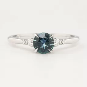 Estel Ring - 0.77ct Blue Green Montana Sapphire, 14k White Gold (One of a kind)