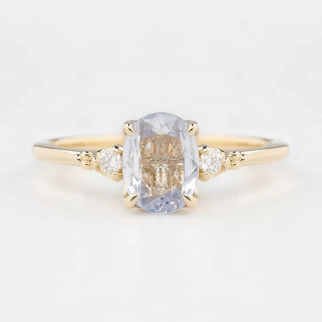 Estel Ring 1.08ct Light Blue Unheated Oval Sapphire, 14K Yellow Gold (One of a kind)