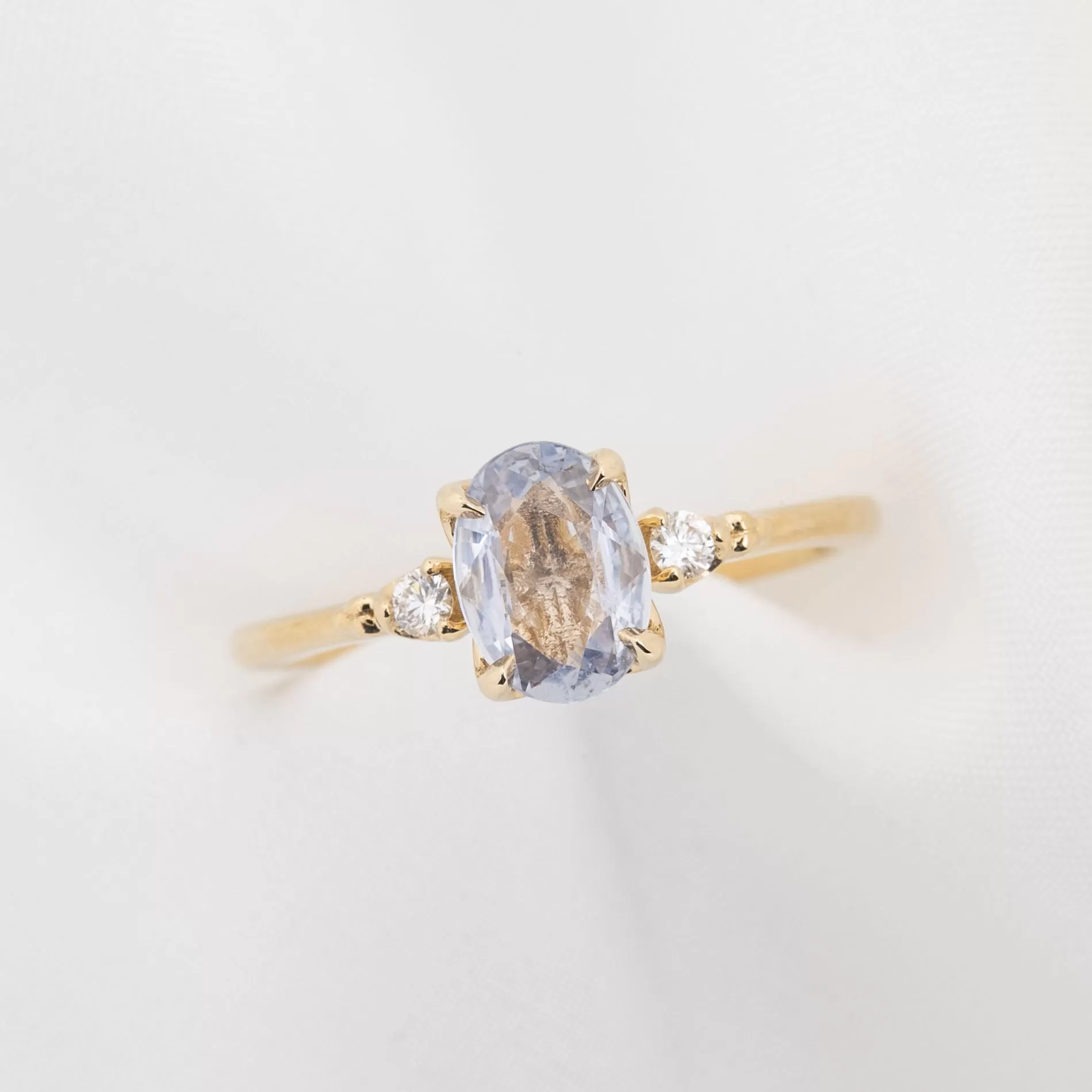 Estel Ring 1.08ct Light Blue Unheated Oval Sapphire, 14K Yellow Gold (One of a kind)