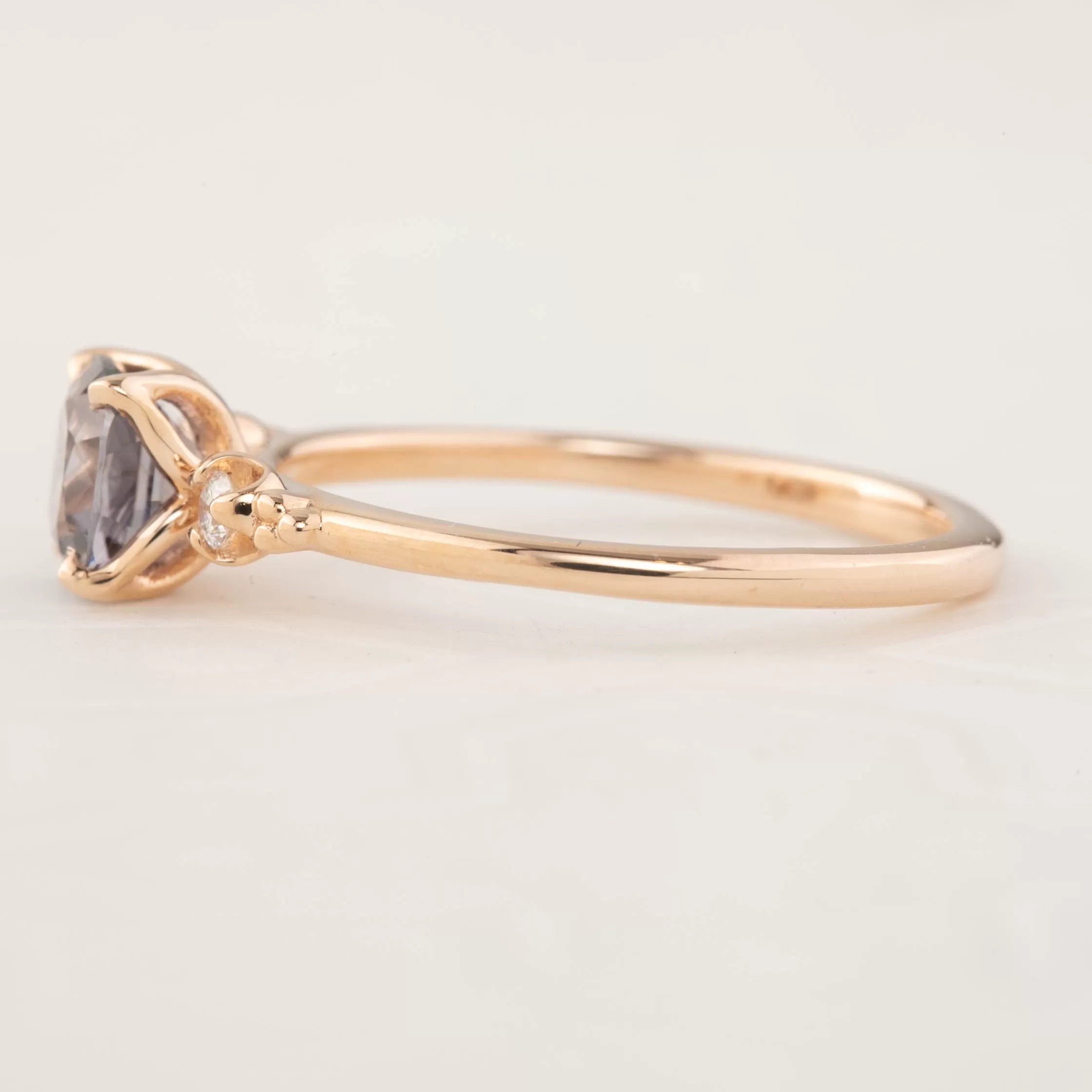 Estel Ring - 1.16ct Cushion Cut Fuchsia Purple Spinel, 14k Rose Gold (One of a kind)