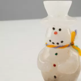 Eugene Bowekaty White Marble Handmade Zuni Fetish Snowman Carving