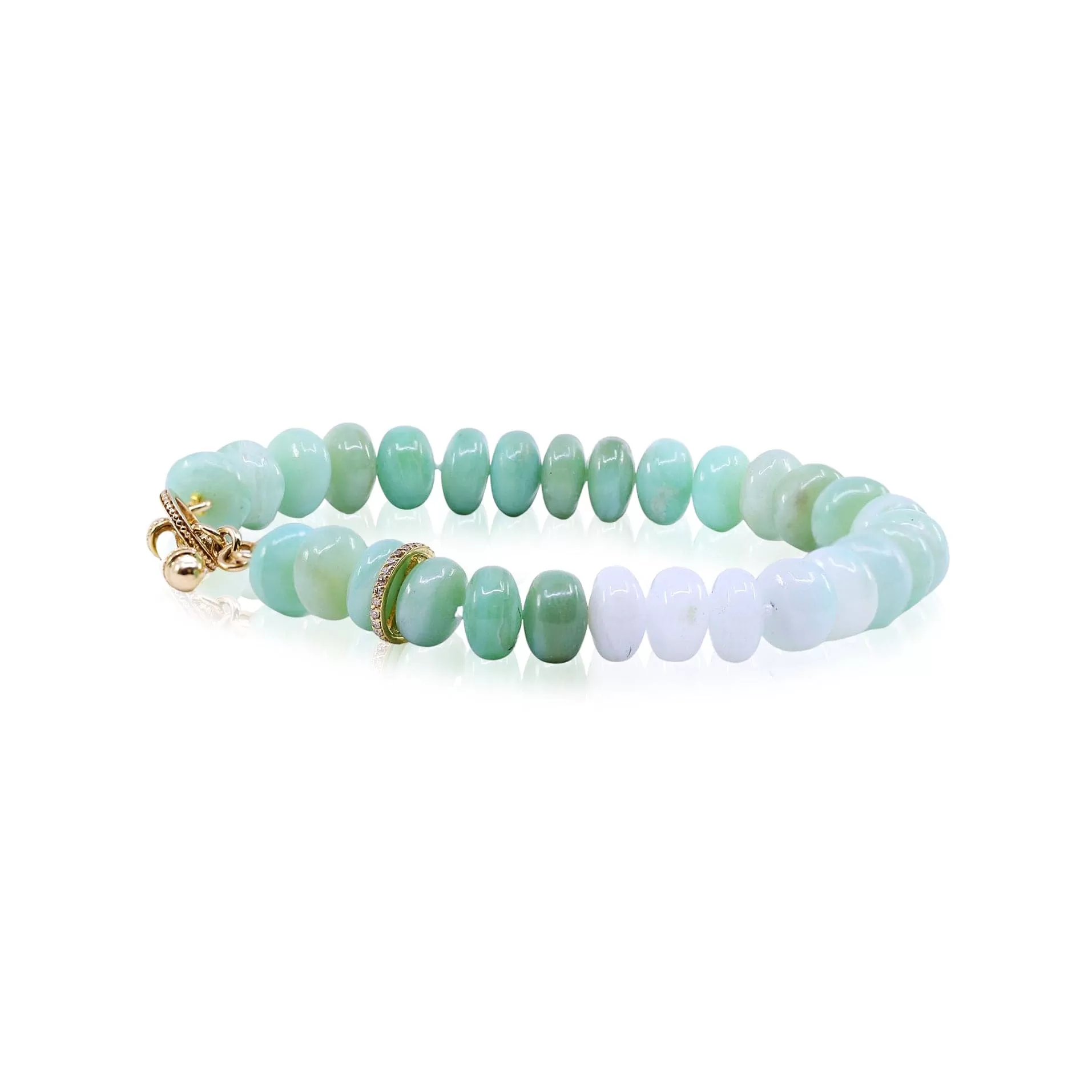 EXCLUSIVELY BY NINA 8-INCH GRADUATED GREEN PERUVIAN OPAL BRACELET