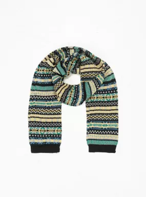 Fairisle Pattern Sockstole Scarf Green & Black