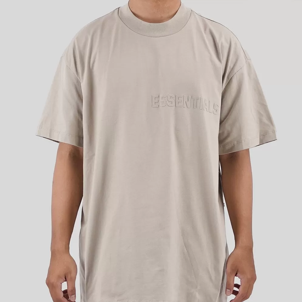 FEAR OF GOD Essentials Felt Logo Tee Smoke