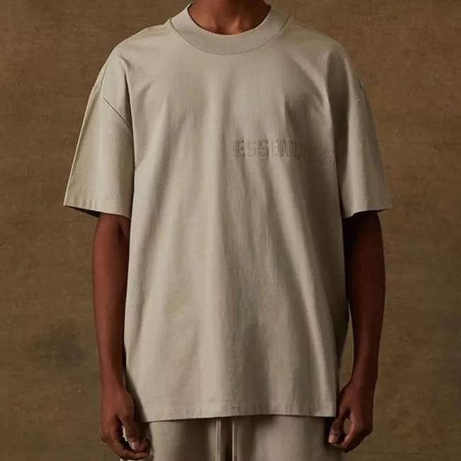 FEAR OF GOD Essentials Felt Logo Tee Smoke