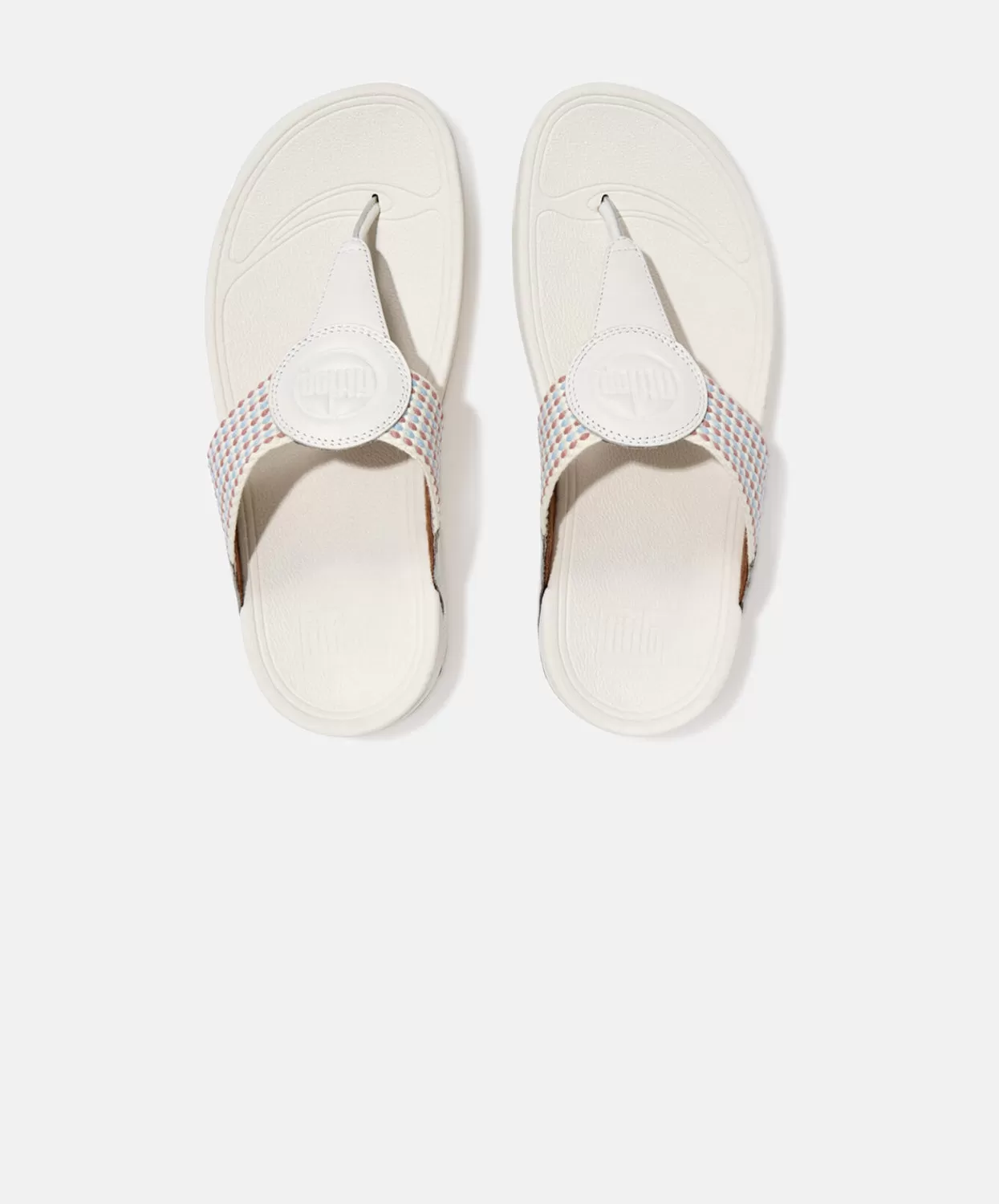 FitFlop Walkstar Fine Stripe Toe Post Sandals Cream