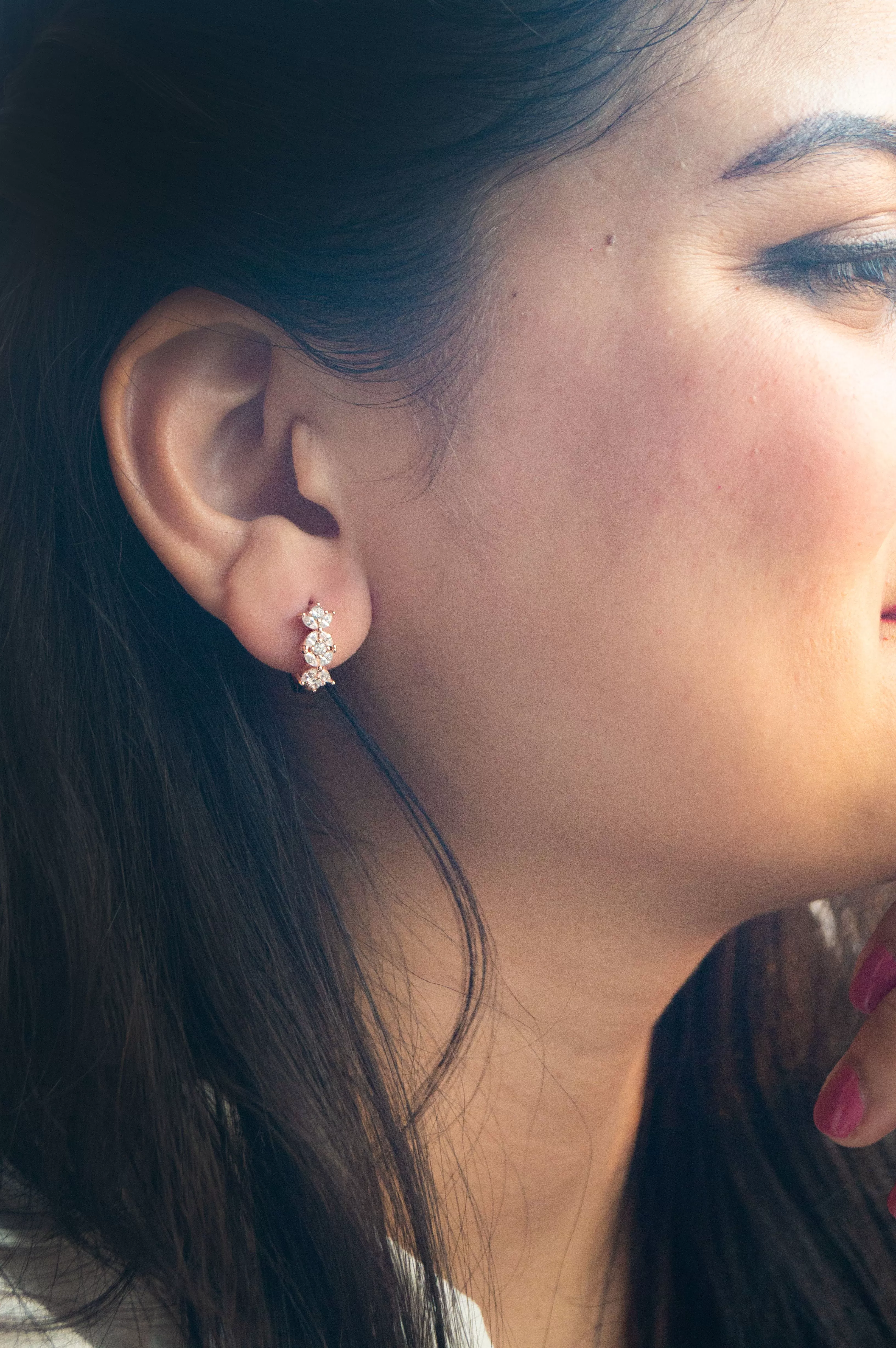 Flower Decoded Rose Gold Plated Sterling Silver Hoop Earrings