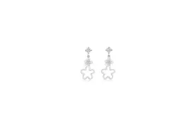 Flower White Crystal Palladium Plating Screwback Stud Girls Earring