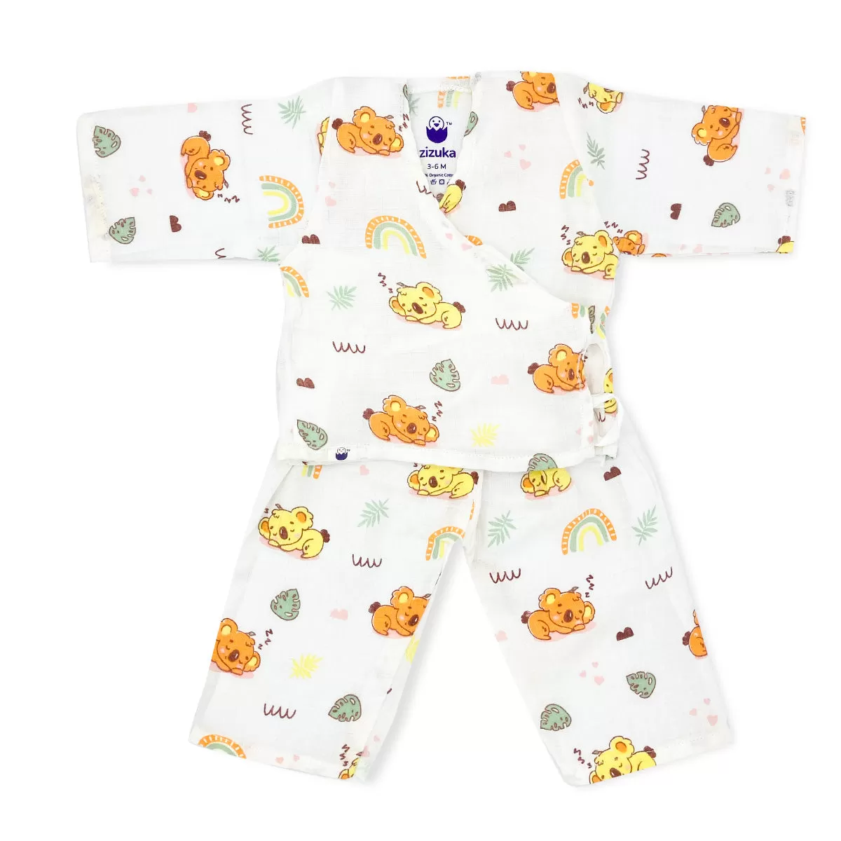 Full Sleeve Kimono Baby Night Suit /Pyjama Set -Organic Muslin -Sleeping Pug