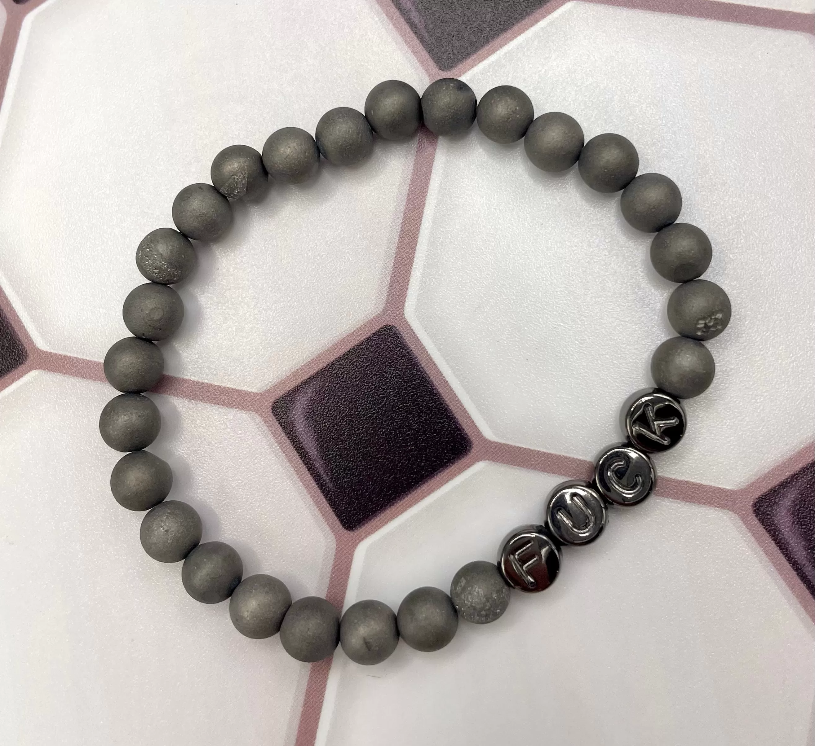 Gemstone FUCK stretch Bracelet