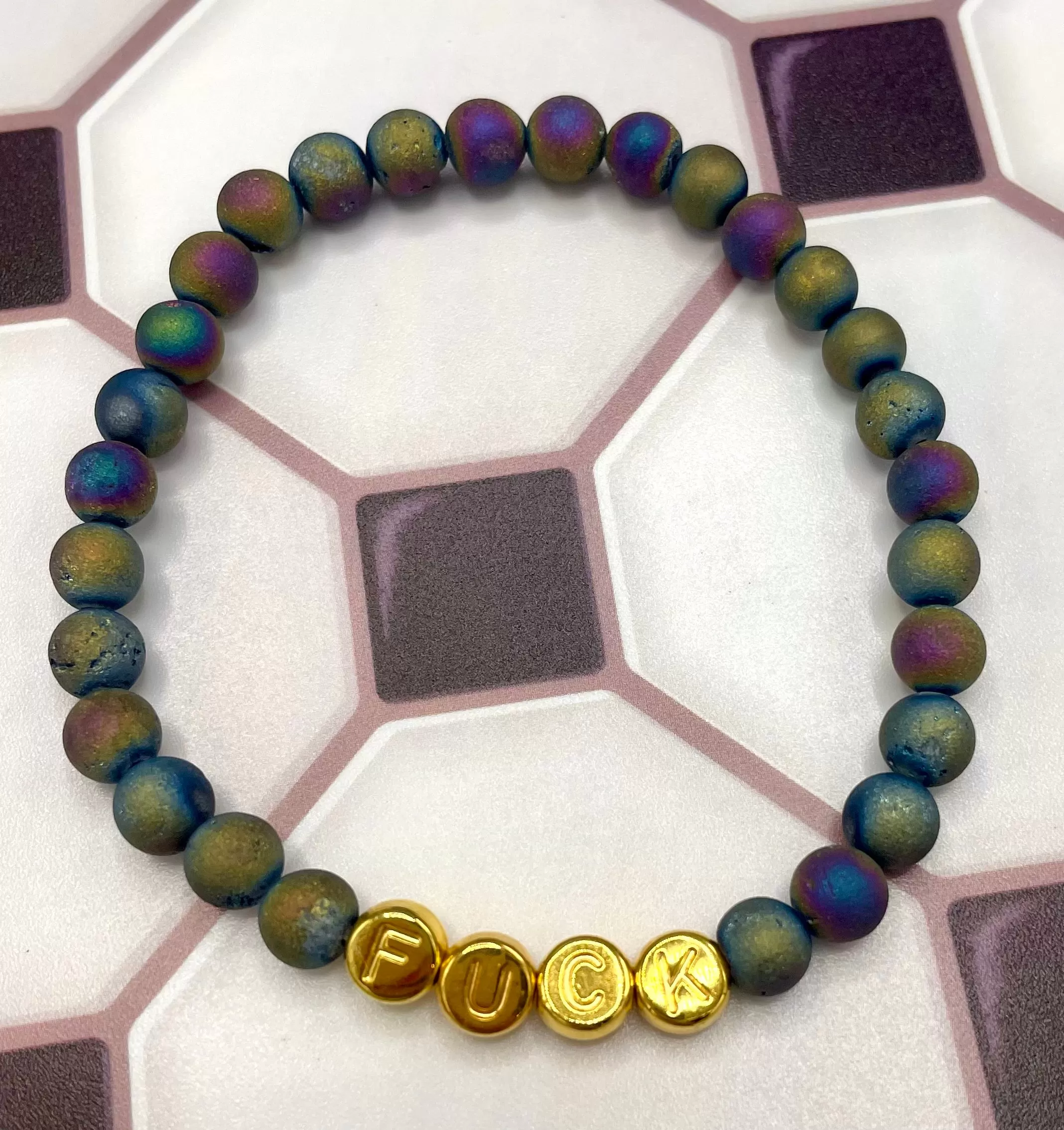 Gemstone FUCK stretch Bracelet