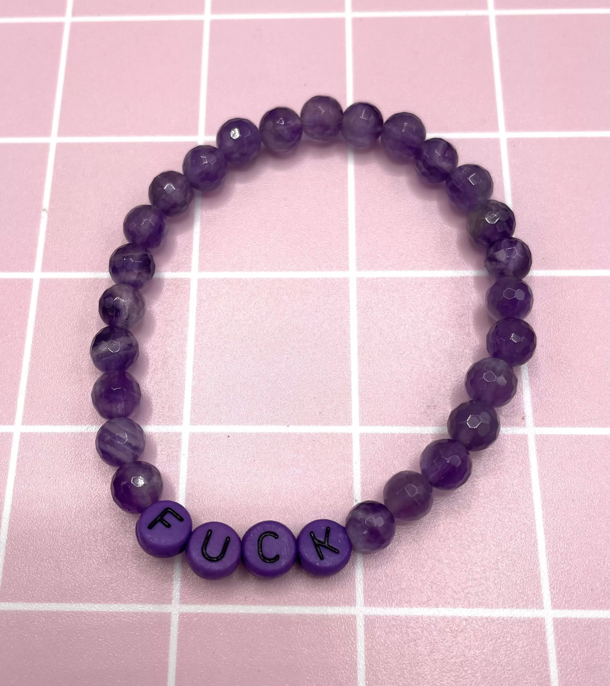 Gemstone FUCK stretch Bracelet